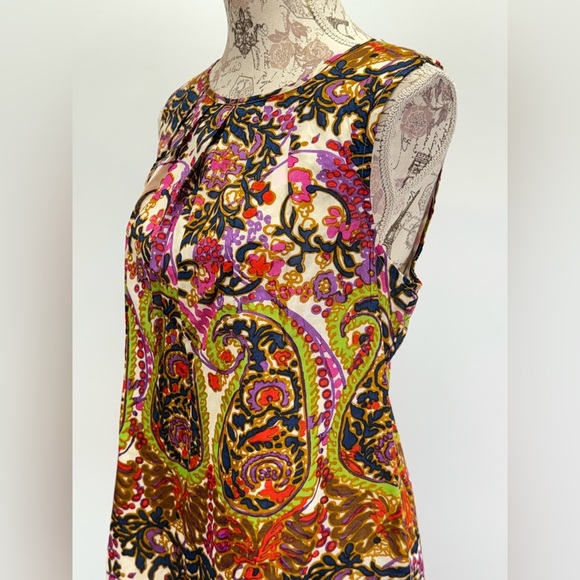 Talbots navy and pink paisley print sleeveless top size 14P - Picture 2 of 12